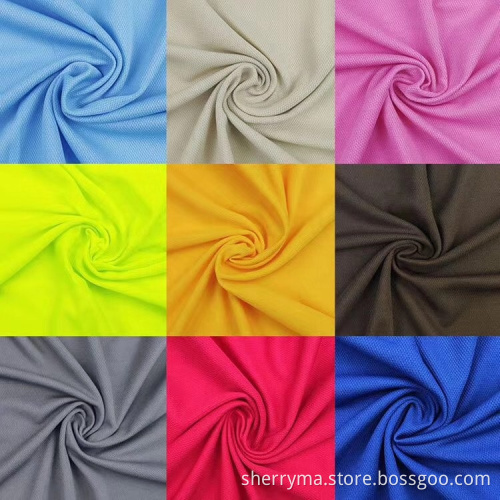 Wicking dyed bird eye mesh weft knitted fabric